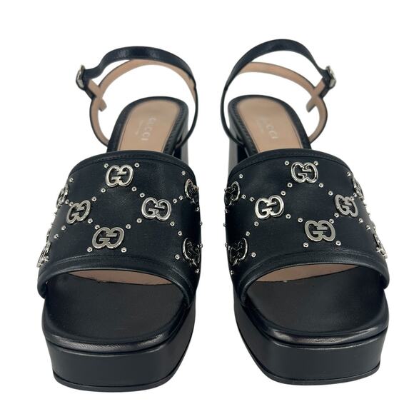 Gucci Black GG Logo Platform Janaya GG Logo Quarter Strap Sandal - Picture 6 of 16